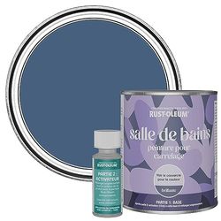 Rust-Oleum Blue Water-Resistant Bathroom Tile Paint in Gloss Finish - Ink Blue 750ml