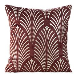 Eurofirany Elegantes Fundas de cojín de Terciopelo con Estampado, 45 x 45 cm, Funda de Terciopelo Suave, diseño de Hilos, Color Rojo ladrillo