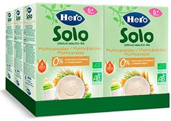 Hero Solo Papilla de Multicereales Ecológica - Para Bebés a Partir de los 6 Meses - Pack de 6 x 300 g