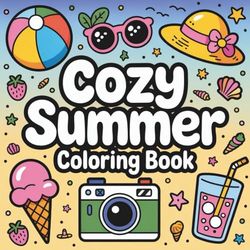 cozy summer coloring book: Relaxing Summer Scenes, Easy Designs & Fun Activities for All Ages – Stress Relief and Creative Joy for Kids, Teens, and Adults