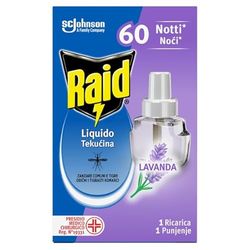 Raid Liquido Elettrico Antizanzare Comuni e Tigre, Ricarica, Fragranza alla Lavanda, Confezione Da 1 Ricarica da 36ml, 60 Notti