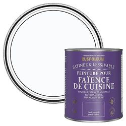 Rust-Oleum Peinture Blanche Résistante à l'eau pour Faïence de Cuisine, Finition Satinée - Glacier 750ml