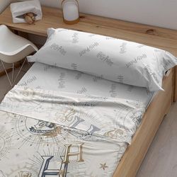 BELUM | Harry Potter Lakeset, Tryckt 100% bomull Modell HPotter Gold Beige för 150/160 säng
