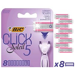 BIC Click 5 Soleil, Paquete de 8 Cuchillas de Afeitar de Recambio de 5 hojas