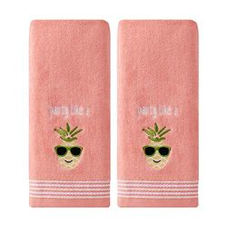 SKL Home by Saturday Knight Ltd. Lot de 2 essuie-Mains Motif Ananas Rose Corail