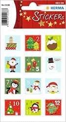 HERMA 15188 kerststickers, kinderen cijfers 1-24 (24 stickers, papier, glinsterend) zelfklevende kerstdecoratie, permanent hechtende etiketten voor Kerstmis, geschenken, knutselen, adventskalender