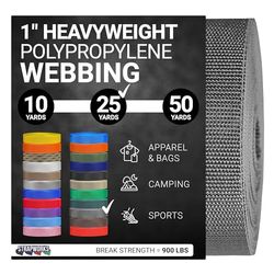 Strapworks, Cinghia in polipropilene pesante e resistente, per riparazioni di attrezzature fai da te e attività all'aperto, 2,54 cm x 22,86 m, antracite