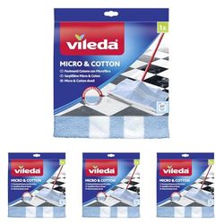 Vileda Panno Pavimenti Cotone con Microfibra, 50 x 50Cm (Confezione da 4)