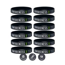 Inkstone (12-Pack) Green Awareness Ribbon Silicone Wristbands – all' Ingrosso Confezione da 1 dozzina bracciali