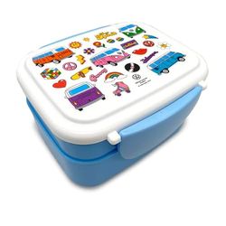 Puckator Volkswagen VW T1 Camper Bus Retro Clip Lock Stacked Bento Lunch Box with Cutlery