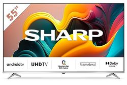 Sharp 55FP6EA - TV Android 55" QLED (sin Marco, 4K Ultra HD, 4X HDMI 2.1, 3X USB, Bluetooth), Google Assistant, Chromecast, Dolby Vision, HDR10, DTS Virtual X, Color Plata