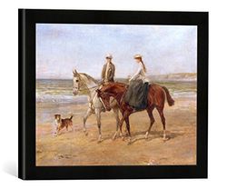 Kunst für Alle 'Encadré Image de Oakworth Furniture Heywood Hardy Riders on The Shore, Art Impression dans Le Cadre de Haute qualité Photos Fait Main, 40 x 30 cm, Noir Mat