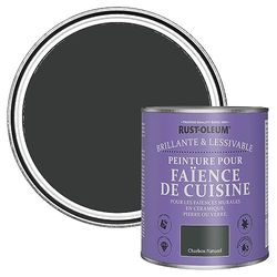 Rust-Oleum Peinture Blanche Résistante à l'eau pour Faïence de Cuisine, Finition Brillante - Charbon Naturel 750ml