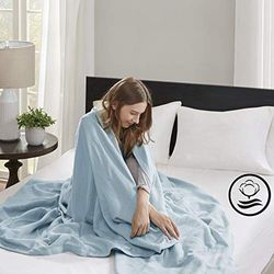 Madison Park Premier Comfort Liquid Cotton Blanket, King, Azzurro
