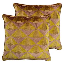 Paoletti LEVEQUE Twin Pack Poliester LLENADO Cojines, Ocre/Rubor, 50 x 50cm, 2