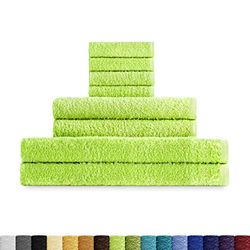 Eiffel Textile Juego de Toallas Calidad Rizo 400 gr, Algodón Egipcio 100%, Lima, Tocador Lavabo y Sabana, 8 Unidades