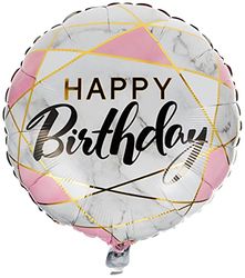 Folat - Ballon Foil 'Happy Birthday' Marmo et Rose-45 cm, gris, UTSG17397_1