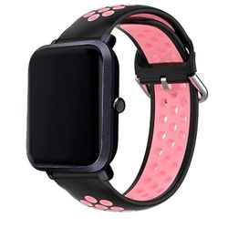 COOL SMARTPHONES & TABLETS ACCESSORIES Correa Universal 20mm Amazfit Bip/GTS/Bip Lite/Huawei/Samsung/Oslo Goma Negro-Rosa, Estandar