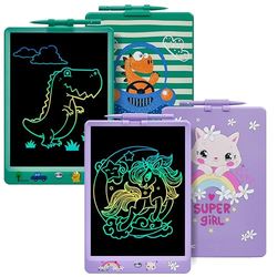 DYNASONIC (Pack of 2 DYNA-PM Flamingo + Mermaid) 10" Color LCD Writing Tablet for Kids Magnetic Drawing Board Educational Toy Gift for Kids