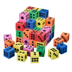 Relaxdays Dadi in Gommapiuma, Set da 60 Cubi Morbidi, 4 x 4 x 4 cm, Giochi Didattici per Bambini, Scuola, Multicolore