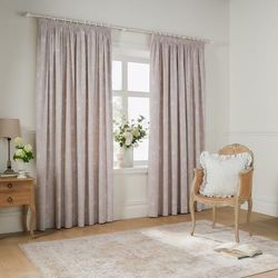 Coppia di tende a pieghe Wylder Bella - Tende foderate in 100% cotone con motivi floreali botanici naturali (Naturale - 168x183cm)