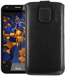mumbi äkta läderfodral kompatibel med Asus Padfone 2 skal läder väska Case Wallet, svart