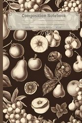 Composition Notebook 120 Pages College Ruled 6x9: College squared jurnal with vintage motif fruits