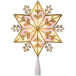 WeRChristmas Snowflake Christmas Tree Topper, LED Lights, Gold, 34 cm