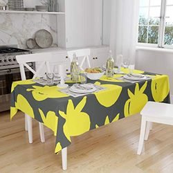 Bonamaison, Anti-moisissure, Séchage Rapide, Résistant aux Taches, Lavable en Machine, 100% Polyester Nappe de Table, Jaune Fluo, fumée, 140 x 160 Cm - Conçu et Fabriqué en Turquie