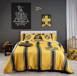 BELUM | Funda nórdica Harry Potter, Funda nórdica con Botones 100% algodón Modelo Hufflepuff Rayas para Cama de 180 (260x240 cm)