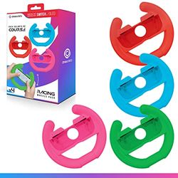 Oniverse Pack de 4 volants pour Joy Con Nintendo Switch et Nintendo Switch OLED - Volants de course Rouge Néon, Bleu néon, Vert Néon, Rose Néon