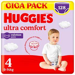 Huggies Ultra Comfort Pants, Culottes absorbantes bébé, Taille 4 (9-14 kg) x 128 culottes