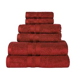 Superior Lot de 6 serviettes en coton ultra douces – Comprend 2 serviettes de bain, 2 essuie-mains et 2 débarbouillettes, pour salle de bain, chambre d'amis, séchage rapide, usage quotidien – Bordeaux