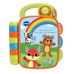 VTECH Baby Libro Musical Descubre los Animales, Libro Infantil para bebés +6 Meses, páginas interactivas, aprende el Clima, la Ropa, Animales, Colores, Versión ESP