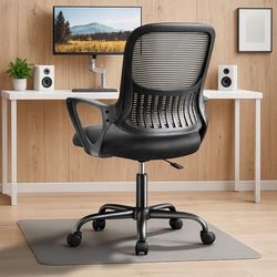 DUMOS Chaise de Bureau Ergonomique avec Soutien Lombaire - Accoudoirs réglables - Chaise pivotante - Hauteur réglable - Convient pour Le Bureau et la Chambre à Coucher - Noir