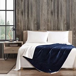 Eddie Bauer Ultra-pluche collectie deken - omkeerbare Sherpa fleece hoes, zacht en gezellig, perfect voor bed of bank, blauw