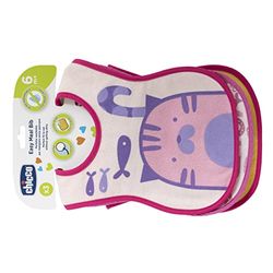 Chicco Pappa 6M +, Vattentäta babyhaklappar, 3 delar, mjuk bomull, vattentät rygg, maskintvättbar, bra passform, 6 månaders babyhaklappar