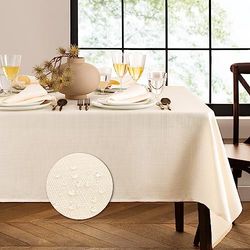 Elrene Home Fashions Laurel Solid Texture Water and Stain Resistant Tablecloth, 60"X102" Rectangle, Ivory