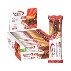 Premier Protein Soft Crunch Bar 40% Protein Strawberry Yogurt 12x40g - High Protein Low Sugar + Low Carbohydrate + Palm Oil Free