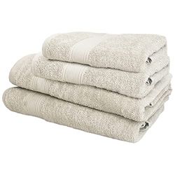 JUEGO DE 4 TOALLAS DE BAÑO: 2 toallas de lavabo 50X90 ; 2 toallas de ducha 70X140CM 450 gr/m2 100% algodón BEIGE