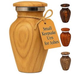 KC KATIE COLLECTION BY URNSELLER Petite urne funéraire Souvenir pour Cendres humaines en Aluminium avec Finition Grain de Bois | Mini urne funéraire personnelle en métal pour Cendres d'animaux