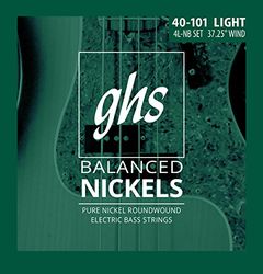GHS™ Strings »BALANCED NICKELS - 4L-NB - 4-STRING BASS« Corde per Basso Elettrico - Pure Nickel 205 - Light: 040-101