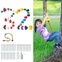 VEVOR 32 klimgrepen op rotsen in verschillende maten, meerkleurig, voor kinderen en volwassenen, met kleurrijk klimtouw en bevestigingsmateriaal, voor binnen en buiten