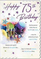 Tarjetas de Cumpleaños Tradicional con Hito de 75 – 9 x 6 Pulgadas – Piccadilly Greetings