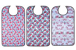 YELAIYEHAO Bavaglino per adulti, lavabile, riutilizzabile, impermeabile, protezione per vestiti con raccogli briciole opzionale, 34 x 45,7 cm, da donna (set D, 3 pezzi)
