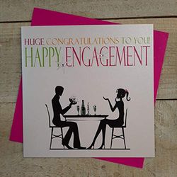 WHITE COTTON CARDS Huge Congratulations to You Happy, Hand Finished Engagement Card, Code N58