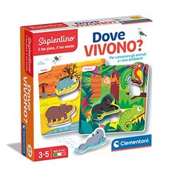 Clementoni - Sapientino-Dove Live-Pedagogiskt spel 3 år, Flashcards Animal Made in Italy, Italiensk färg, 16786