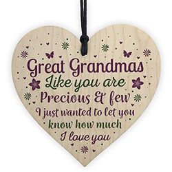 Red Ocean Great Grandparent Great Grandma Christmas Ornament Wooden Heart Plaque Sign Birthday Keepsake