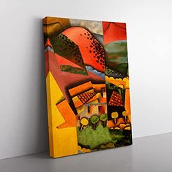 Landscape By Juan Gris Classic Painting Canvas Wall Art Print Ready to Hang, Framed Picture for Living Room Bedroom Home Office Décor, 60x40 cm (24x16 Inch)