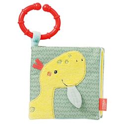 Fehn Soft Bilderbuch Happy Dino – Libro de notas para bebé de tela con motivos de animales – Libro de tela para colgar para cochecito y capazo – Libro crujiente para bebés y niños a partir de 0 meses